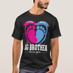 ピンクかブルーあなたの大きな兄弟はあなたを愛するジェンダーの改訂 Tシャツ