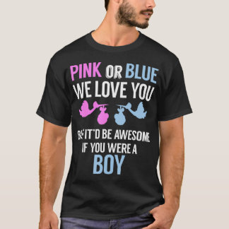 ピンクかブルーが大好き… -おもしろい Gender Reveal Tシャツ
