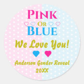 ピンクかブルーが大好き!性別の表示 ラウンドシール (正面)