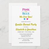 ピンクかブルーが大好き！性別の表示 招待状 (正面/裏面)