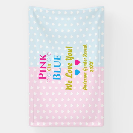 ピンクかブルーが大好き！性別の表示 横断幕 (縦)