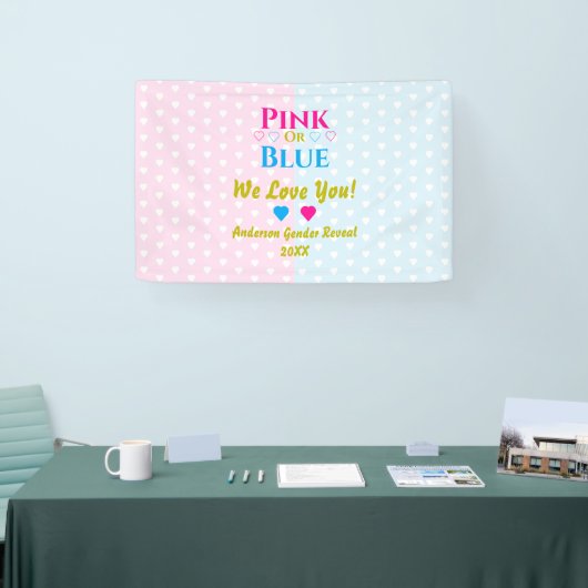 ピンクかブルーが大好き！性別の表示 横断幕 (トレードショー)