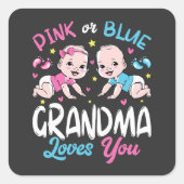 ピンクかブルーのおばあちゃんが大好き スクエアシール (正面)