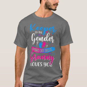 ピンクかブルーのおばあちゃんはKeeper Gender Reveal Tシャツ