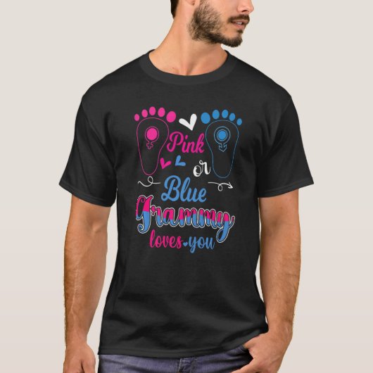 ピンクかブルーのグラミー愛あなたベビー性発現P Tシャツ (正面)
