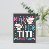 ピンクかブルーのティティ愛あなたにギフト牛のベビー ポストカード (スタンド正面)