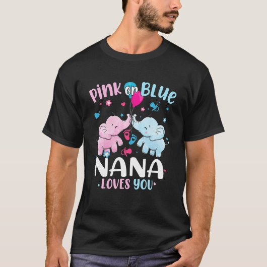 ピンクかブルーのナナがゾウを現す性別が大好き Tシャツ (正面)
