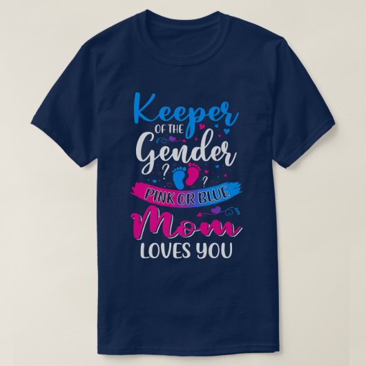 ピンクかブルーのママが大好きキーパー性別Leveal Ba Tシャツ (デザイン正面)