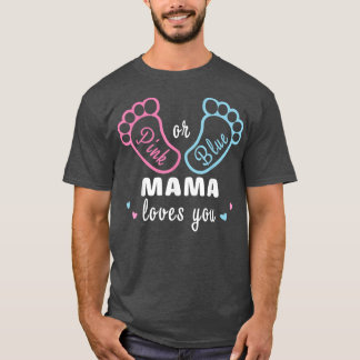 ピンクかブルーのママが愛するジェンダーの登場 Tシャツ