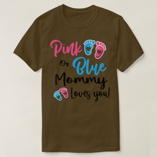 ピンクかブルーのママが愛する女性を明かす Tシャツ (デザイン正面)