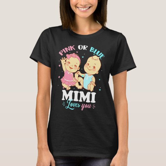ピンクかブルーのミミがおばあちゃんを愛してる Tシャツ (正面)