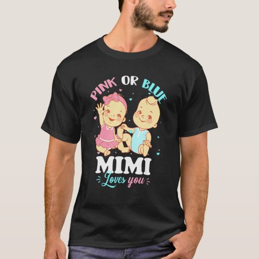 ピンクかブルーのミミがおばあちゃんを愛してる Tシャツ (正面)