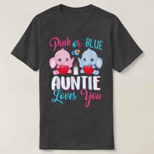 ピンクかブルーの叔母がゾウを愛するベビー Tシャツ (デザイン正面)