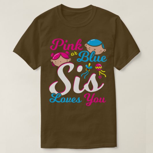 ピンクかブルーの姉が愛する妹の性別がBaを明かす Tシャツ (デザイン正面)