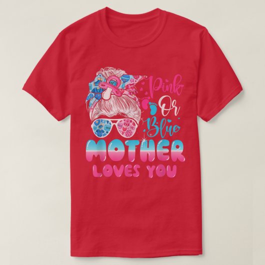 ピンクかブルーの母親が愛する性別が散らかる Tシャツ (デザイン正面)