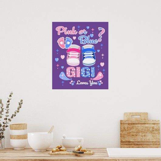 ピンクかブルーのGigiがあなたを愛している ポスター (キッチン)