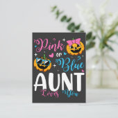 ピンクかブルー おばさん愛してる かぼちゃ 赤ちゃん ポストカード (スタンド正面)