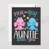 ピンクかブルー、おばちゃんはあなたが好きよ！象の赤ちゃん ポストカード (正面/裏面)