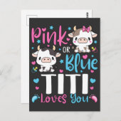 ピンクかブルー チチが好きな贈り物 牛の赤ちゃん ポストカード (正面/裏面)