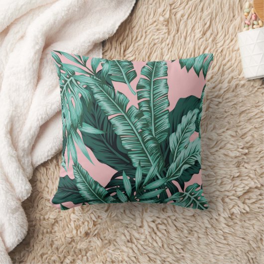 ピンクか屋内ミントの熱帯葉または屋外の枕 クッション (ブランケット)