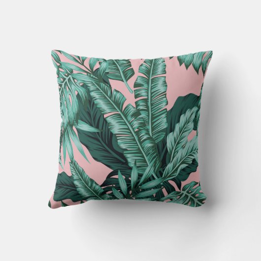 ピンクか屋内ミントの熱帯葉または屋外の枕 クッション (裏面)