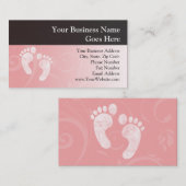 ピンクか白いベビーの足跡 名刺 (正面/裏面)