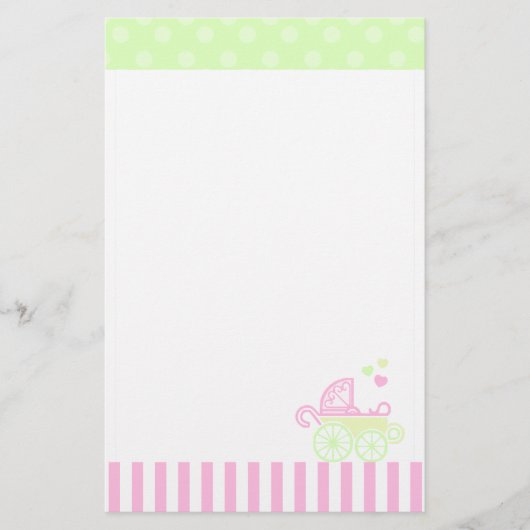 ピンクか緑のベビーカー 便箋 (正面)