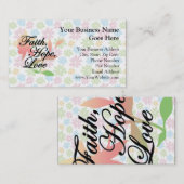 ピンクか緑の花の信頼の希望愛 名刺 (正面/裏面)
