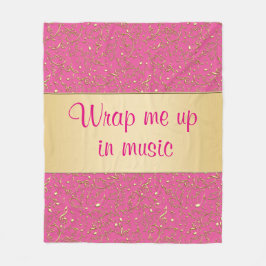ピンクか色および金ゴールド音楽ノート毛布 フリースブランケット
