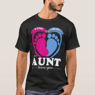 ピンクか青あなたの叔母はあなたを愛する性別リビールパー Tシャツ