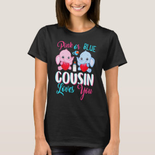 ピンクか青いいとこがあなたを愛している象ベビーGende Tシャツ