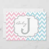 ピンクか青い象及びシェブロンの性は明らかにします 招待状 (正面)