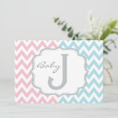 ピンクか青い象及びシェブロンの性は明らかにします 招待状 (スタンド正面)