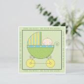 ピンクか青か。 キャリッジ中立ベビーシャワーのベビー 招待状 (スタンド正面)