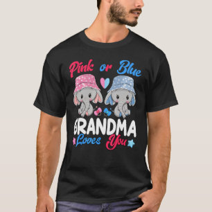ピンクか青のおばあちゃんがゾウを愛するベビー群 Tシャツ