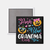 ピンクか青のおばあちゃん愛あなたカボチャベビースクエア マグネット (正面/裏面)