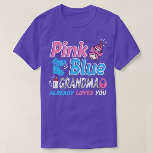 ピンクか青のおばあちゃん愛するベビー性発現 Tシャツ (デザイン正面)
