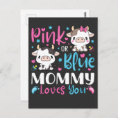 ピンクか青のママ愛あなたにギフト牛のベビー ポストカード (正面/裏面)