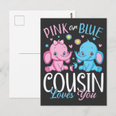 ピンクか青の従兄弟があなたを愛してるぞ象の赤ちゃん ポストカード (正面/裏面)