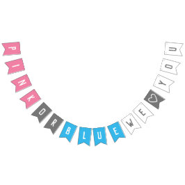 ピンクか青私達は愛します性はハートを明らかにします バンティングフラッグ