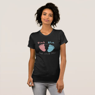 ピンクか青私達は愛します性はベビーシャワーを明らかにします Tシャツ
