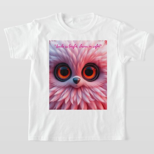 ピンクがかったキャラクター Tシャツ (レイダウン)