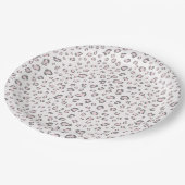 ピンクがかった灰色のヒョウ柄 ペーパープレート (アングル)