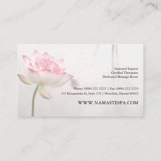 ピンクがかった白い蓮の花© 名刺 (裏面)