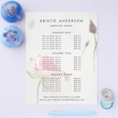 ピンクがかった白の蓮の花サービス&価格リスト チラシ (シングル)