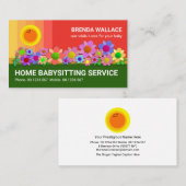 ピンクがかった空ハッピーサンフラワーズベビカラフルーシッター 名刺 (正面/裏面)