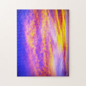 ピンクがかった紫のオレンジ色の黄金色の空 ジグソーパズル (縦)