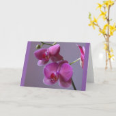 ピンクがかった紫色のphalaenopsis蘭のグリーティングカード カード (黄色い花)
