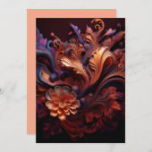 ピンクがかった色の宇宙の花 招待状 (正面/裏面)