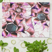 ピンクがかった花弁のような形に囲まれた六角形 キッチンタオル (折り畳み)